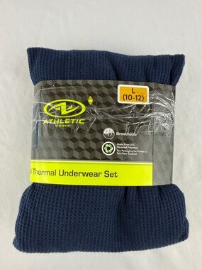 NWT Athletic Works Navy Kids Thermal 2 Piece Set